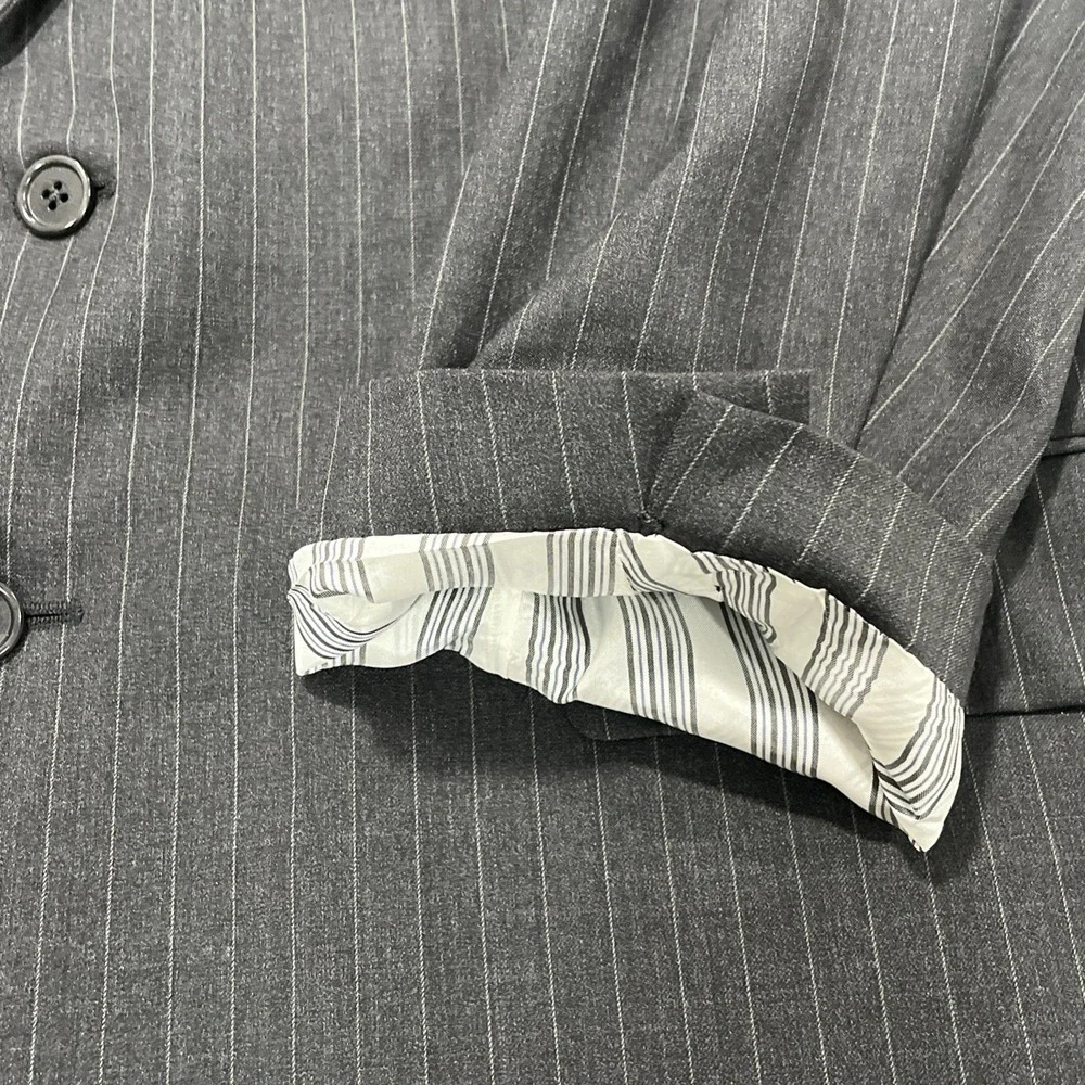 Brooks Brothers Blazer Mens 45 R Gray Pinstripe Jacket Business Made In the USA